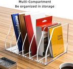 Clear Acrylic Magazine File Holder, 6 Compartment Desk Organizer - Image 6