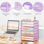 SUBEKYU 9 Tier Paper Letter Tray Desk Organizer with Handles - Purple Metal Mesh File Holder Paper Sorter Desk Organizer for Office Home School, Include 6 Pcs Adjustable Slid Tray, 6 Colors Available - Image 6