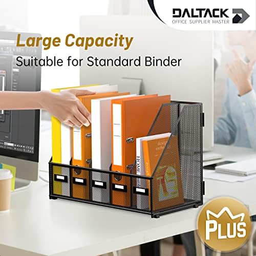 DALTACK 5-Slot Magazine File Holder, Metal Binder Holder, Black - Image 2