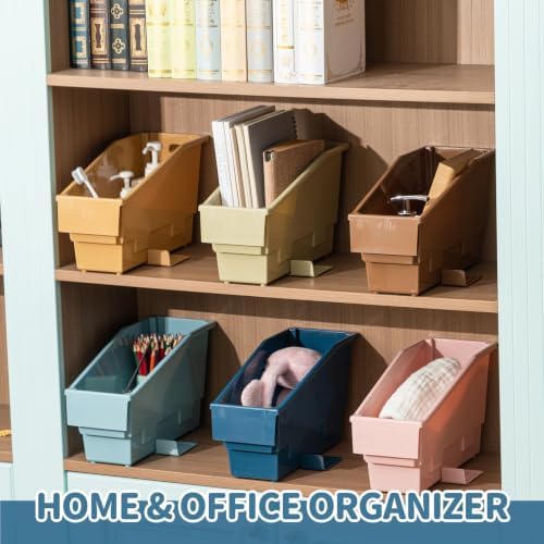 Geetery 12 Pack Non-Tip Book Bins with Stabilizer Wings,lables, Boho - Image 5