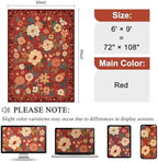 DUKINO 6x9 Area Rugs, Floral Washable Rug for Bedroom Non Slip, Red - Image 2