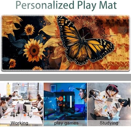 Large Gaming Mouse Pad + Keyboard Wrist Rest + Wrist Support + Coaster Set, Memory Foam Ergonomic for Easy Typing, XXL Extended Gaming Mouse Pad Table Pad - Sunflower and Butterfly - Image 7