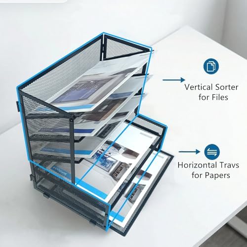 SETTFRFE 5-Tier Metal Desk File Organizer, File Tray Rack - Image 4