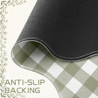 Sabary Gingham Desk Mat Scalloped Sage Green, 31.5 x 15.7 Inch - Image 3