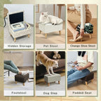 lumizone Small Ottoman with Storage Foot Rest Foot Stool Print-Beige - Image 3