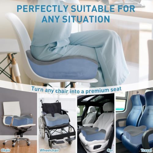 BlissTrends Extra Thick Seat Cushion for Office Chair & Car Seat, Grey&Blue - Image 5