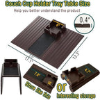 Bamboo Couch Cup Holder Arm Tray Table with Anti-Slip Cork Pad，Couch Drink Holder，Sofa Cup Holder Armrest Tray，Foldable Arm Chair Table Recliners for Drink, Cups, Eats，Snacks, Phone, Remote (Mahogany) - Image 2