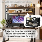 Desktop Hutch Bookshelf,Many Gifts,Metal Desktop Bookcase with pegboard, Desk Shelf, Countertop Storage Organizer Rack for Dorm or Office,Desktop Shelves (Natural+Black, 45.3" Lx9.9 Wx39 H) - Image 3