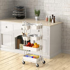 Simple Houseware 4-Tier Rolling Utility Cart with Hanging Bucket, White - Image 4