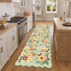 DUKINO 2x7 Runner Rug for Hallway, Floral Washable Rug for Kitchen, Green - Image 3