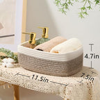MiniArk Small Storage Baskets for Organizing | Closet Organizer Bins | Shelf Toy Basket | Woven Rope Baskets | Cube Decorative Box | Shallow Basket | 11.5x7.5x4.7” | 4 Packs White Brown - Image 3