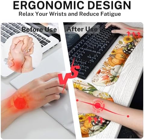Britimes Keyboard Mouse Pad Set, 4 in 1 Desk Mat Set, Sunflower Fall - Image 4