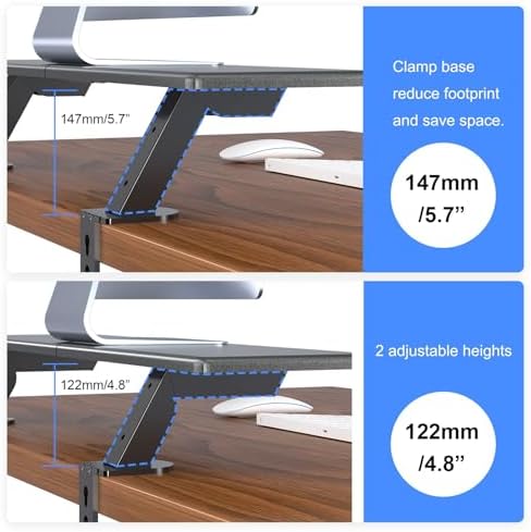 suptek Clamp-on 32 Inch Dual Monitor Desk Mount Riser Shelf Computer Stands for 2 Monitor,Laptop,Printer, Notebook,32.2” x 7.8” x 5.7” - Image 3