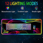 RGB Gaming Mouse Pad, Large Mousepad with Led Light, Gaming Accessories Keyboard Pad for Desk, Non-Slip Rubber Base Big Mouse Mat for Gamer, 31.5 X 11.8 Inch, Colorful - Image 2