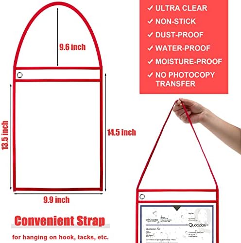 Geyee 80 Pack Job Ticket Holders 9x12 with Strap Hanging,Red - Image 2