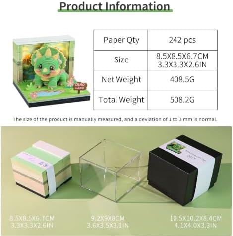 3D Art Calendar Memo Pad 2027,Desk Time Piece Calendar 3D Triceratops Notepad Creative Rip Away Calendar Paper Carving Note - Image 6
