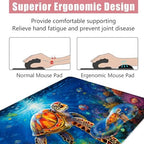 Large Keyboard Mouse Pad Set, Extended Mouse Pad+Keyboard Wrist Rest Support, Memory Foam Ergonomic Easy Typing, 4Pcs (31.5×11.8 in) Desk Pad Set for Office Home,Sea Turtle Swimming Underwater - Image 5