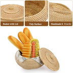 Hipiwe Round Rattan Boxes with Lid Natural Woven Picnic Storage Basket Bin - Image 5