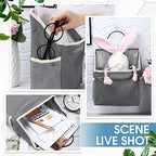 Woanger 12 Pcs Wall Hanging Storage Bag Wall Hanging Organizer Bag Over The Door Closet Basket Containers Bins with Hooks Pockets for Bedroom Bathroom, 15 x 4.3 x 8.7''(Gray) - Image 4