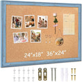 DOLLAR BOSS Cork Board, 24" X 18" Rustic Framed Bulletin Board, Blue by DOLLARBOSS