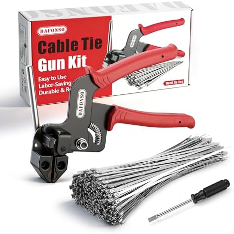 112-Piece Cable Tie Gun Kit, 11.8 Inch 304 Stainless Steel Zip Ties by DAFONSO