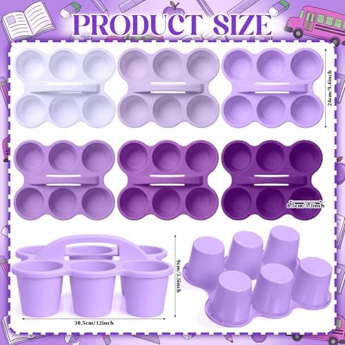 Suclain 6 Pcs Plastic Caddy Organizer with Handle Classroom, Purple - Image 3