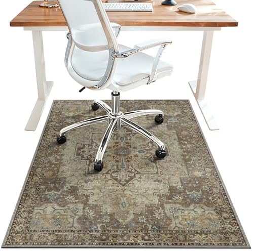 36"x48" Office Chair Mat for Hardwood Floor, Non-Slip Washable Brown by BESBLEE