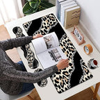 Black Large Gaming Mouse Pad - 31.5x11.8, Ergonomic Memory Foam Wrist Rest Support, Non-Slip Base, Leopard Design - Image 7