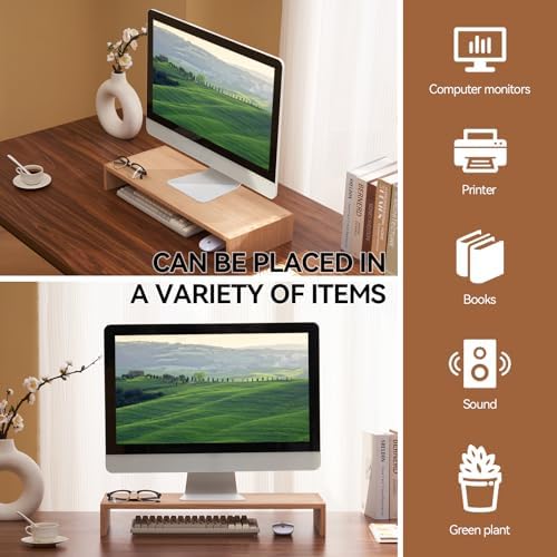 KIRIGEN Wood Monitor Stand Riser for Desk, 23.2 Inch, Natural 59-NA - Image 5