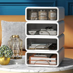 Desk Organizer with Drawers, Stackable Storage Drawers with Compartments Desktop Organization for Office Supplies, Makeup, Pencils, Tape, Erasers, Paperclips, Chargers (White 2S2M) - Image 6