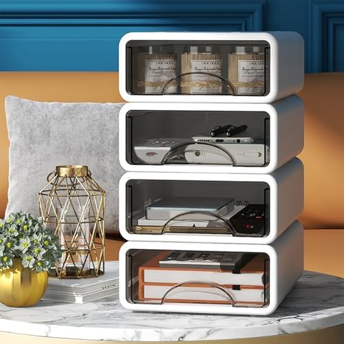 Desk Organizer with Drawers, Stackable Storage Drawers with Compartments Desktop Organization for Office Supplies, Makeup, Pencils, Tape, Erasers, Paperclips, Chargers (White 2S2M) - Image 6