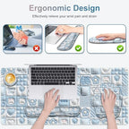 4 in 1 Large Mouse Pad, Keyboard Wrist Rest Set, Ergonomic Mouse Pad with Wrist Support, Desk Mat with Stitched Edges Extended Desk Pad Waterproof Desk Mat for Home Office Game I Cute Rabbit Baby Blue - Image 3