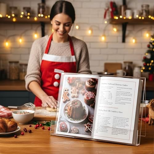 MyGift Premium Clear Acrylic Cookbook Stand & Book Display Holder - Image 3
