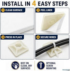 Kable Kontrol Zip Tie Mounts, 3/4” Natural White, 13000 Pcs Adhesive Backed - Image 5