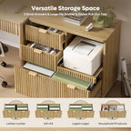 Bestier Filing Cabinet, 3 Drawer Wood File Cabinet for A4/Letter/Legal, Oak - Image 3