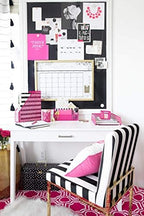 BLU MONACO Pink Office Supplies Hot Pink Desk Accessories for Women Office - 6 Piece Cute Pink Desk Organizer Set - Image 4