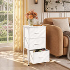 WLIVE Small Dresser Nightstand for Bedroom, 3 Drawers, White - Image 3