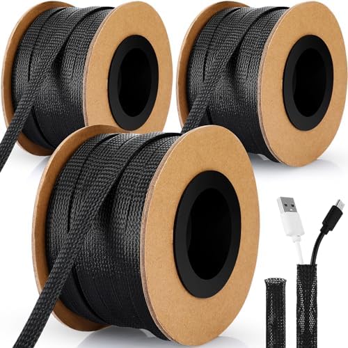 Pangda Braided Wire Loom 1/4, 1/2, 3/8'' X 300 Ft, Black by Pangda