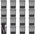 16 Pack Square Black Pen Holder, Metal Mesh Pencil Cups Bulk Pencil Holder Organizer Mesh Pen Holder for Desk Office Supplies School Classroom Desktop Accessories Makeup Brush by INTERWARM
