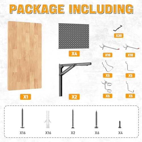 Ultrawall Heavy Duty Folding Workbench with Pegboard, Wall Mount Work Table - Image 2