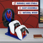 Gamer Gift for Men Teenage Boy Wood Controller Organizer with Headphone Holder & Game Controller Stand - Unique Gift Idea for Husband, Boyfriend, Gamers, Game Lover, Gaming Accessory (Spider) - Image 3