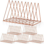 Shimeyao 6 Pieces Magazine Holder Triangle File Holder Book Record Metal Vinyl Record Storage Magazine Rack Multifunction Triangle File Organizer Sorter for Decor Home Office (Rose Gold) by Shimeyao