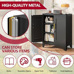 Black Metal Storage Cabinet, 36" Steel Locking Cabinets - Image 5