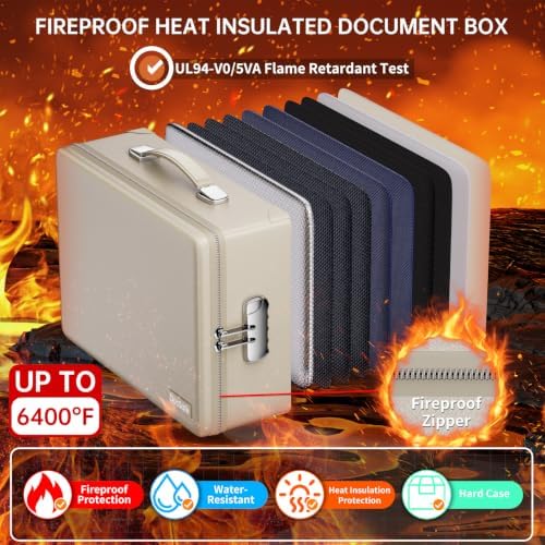 DocSafe 6400°F Fireproof Document Box with Lock, 10 Layers Heat Insulated - Image 2