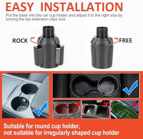 Car Large Cup Holder Expander, 2-in-1 Cupholder Extender with Swivel and Detachable Snack Food Tray Table for Eating, Travel Essentials for Road Trips for Driver. Model B - Image 5