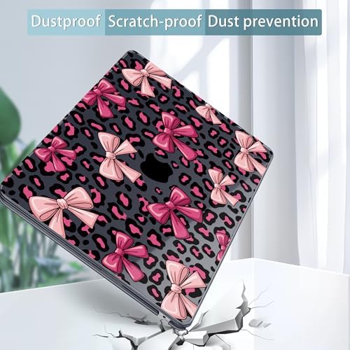 Tuiklol for 2025 2024 2023 MacBook Air 15 inch Case M4 M3 M2 Chip, Model A3241 A3114 A2941 Hard Shell Case with Keyboard Cover & Screen Protector for MacBook 15.3'' Cover, Leopard Print Bow - Image 5