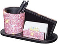 KEYPOWER Pen Pencil Holder Business Name Cards Decorative Bling Crystal Rhinestone PU Leather Gift for Women Girls (Pink) by KEYPOWER