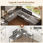 SEDETA Reversible Farmhouse L Shaped Office Desk with 6 Drawer, Hutch - Image 6