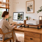 XINYAO 2 Pack Monitor Riser for Desk, Wood and Steel, 16*12*3 inch, Brown - Image 3
