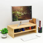 TEAMIX 20 inch Monitor Riser Stand - 2 Tiers, Wood Desktop Bookshelf, Maple - Image 2